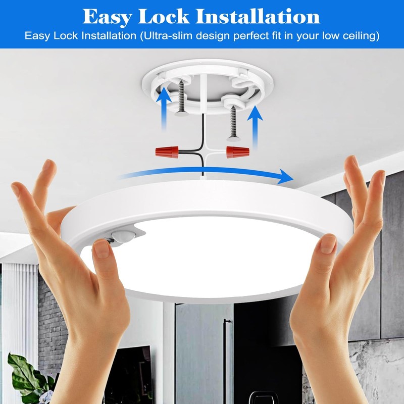 Motion Sensor Ceiling Light Wired LED Flush Mount Ceiling Light 18W/1600LM White gallery