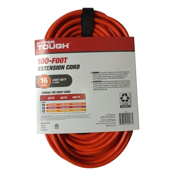 2 Pack Hyper Tough 100FT Outdoor Extension Cord 16AWG 3 Prong Orange Cord gallery