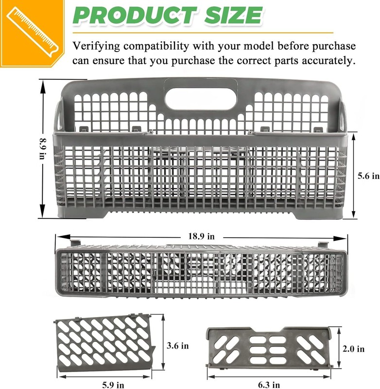 Dishwasher Silverware Basket Replacement for 8531233 WP8562043 Whirlpool gallery