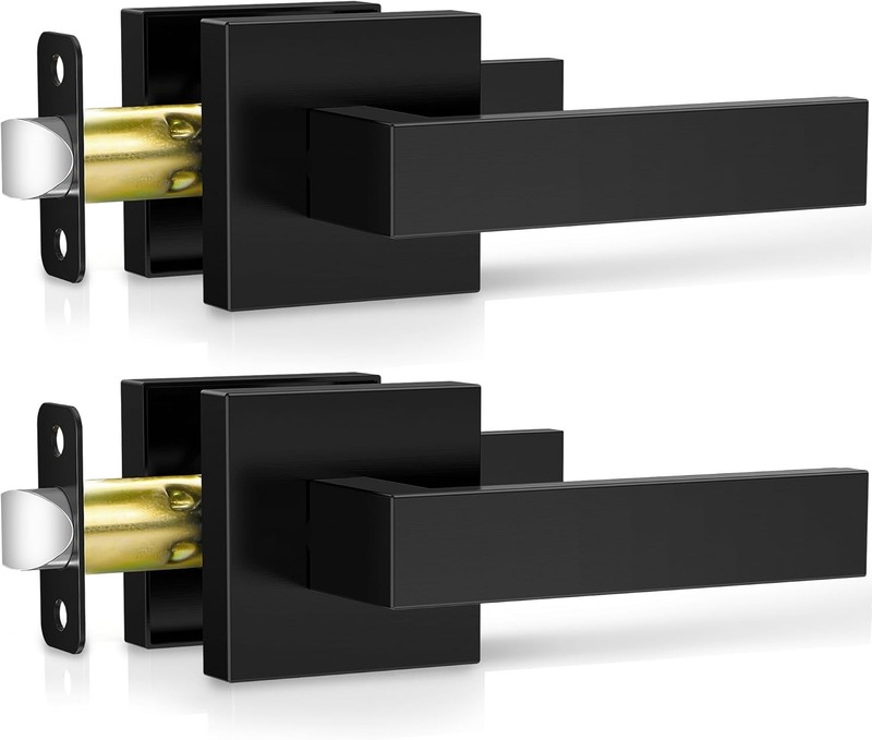 2-Pack Matte Black Keyless Interior Passage Door Levers (Square Handleset) gallery