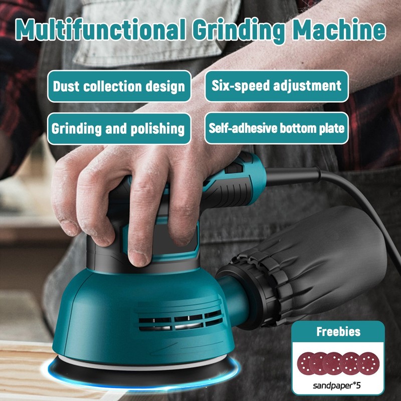 6 Speed Adjustable Electric Eccentric Sander with Dust Collection 360° Rotation gallery