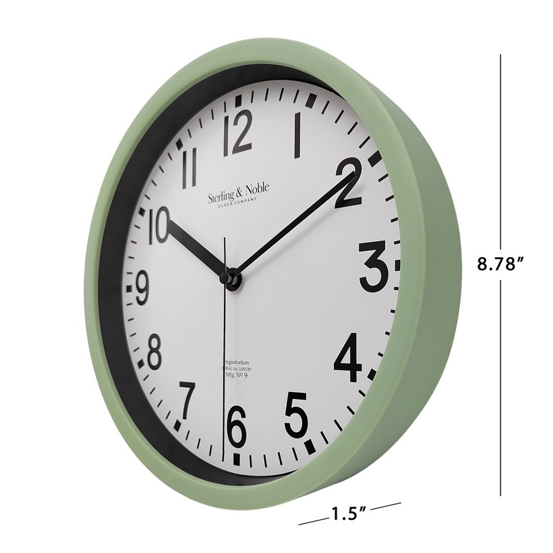 (4 pack) Basic Indoor 8.78" Sage Analog Round Modern Wall Clock gallery