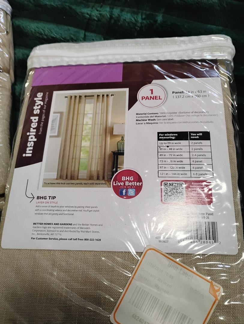 Better Homes 63" Semi Sheer Straw Color Grommeted Panel curtain 1 Panel gallery