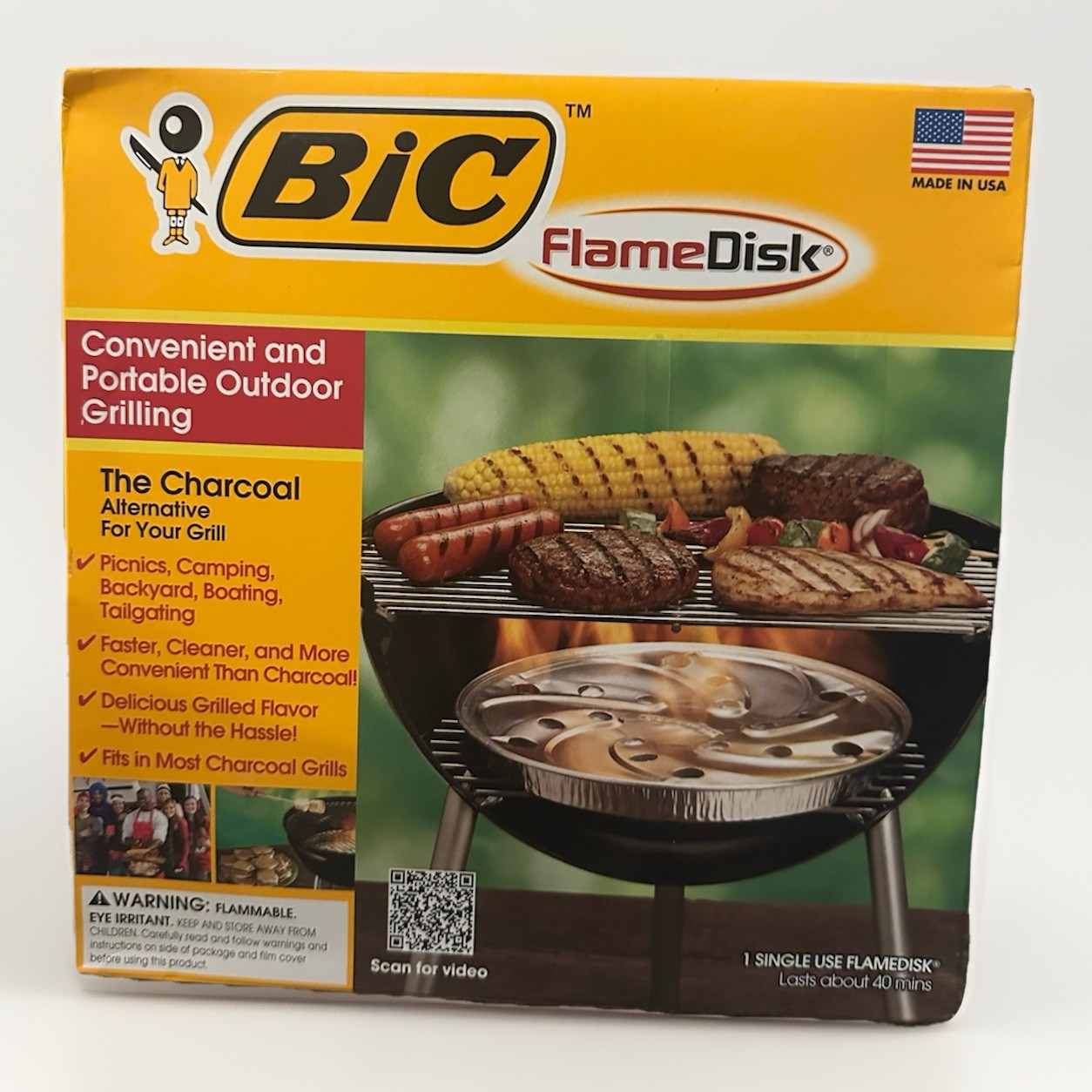 BIC FlameDisk Charcoal Alternative Portable Outdoor Grill Disk – 40 Min Burn USA gallery