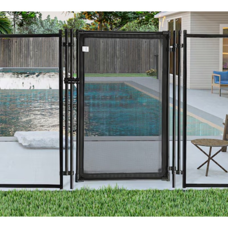 VINGLI 4-ft x 2.5-ft Semi-Automatic Pool Fence Gate, Aluminum and Mesh, Black gallery