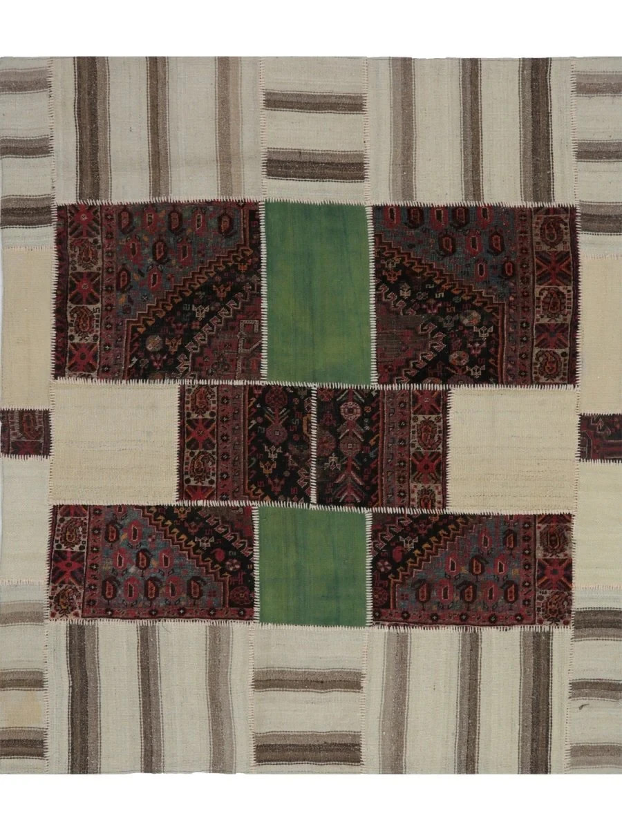 5x6 ft Kilim Patchwork Area Rug | Geometric Design | Free US Shipping gallery