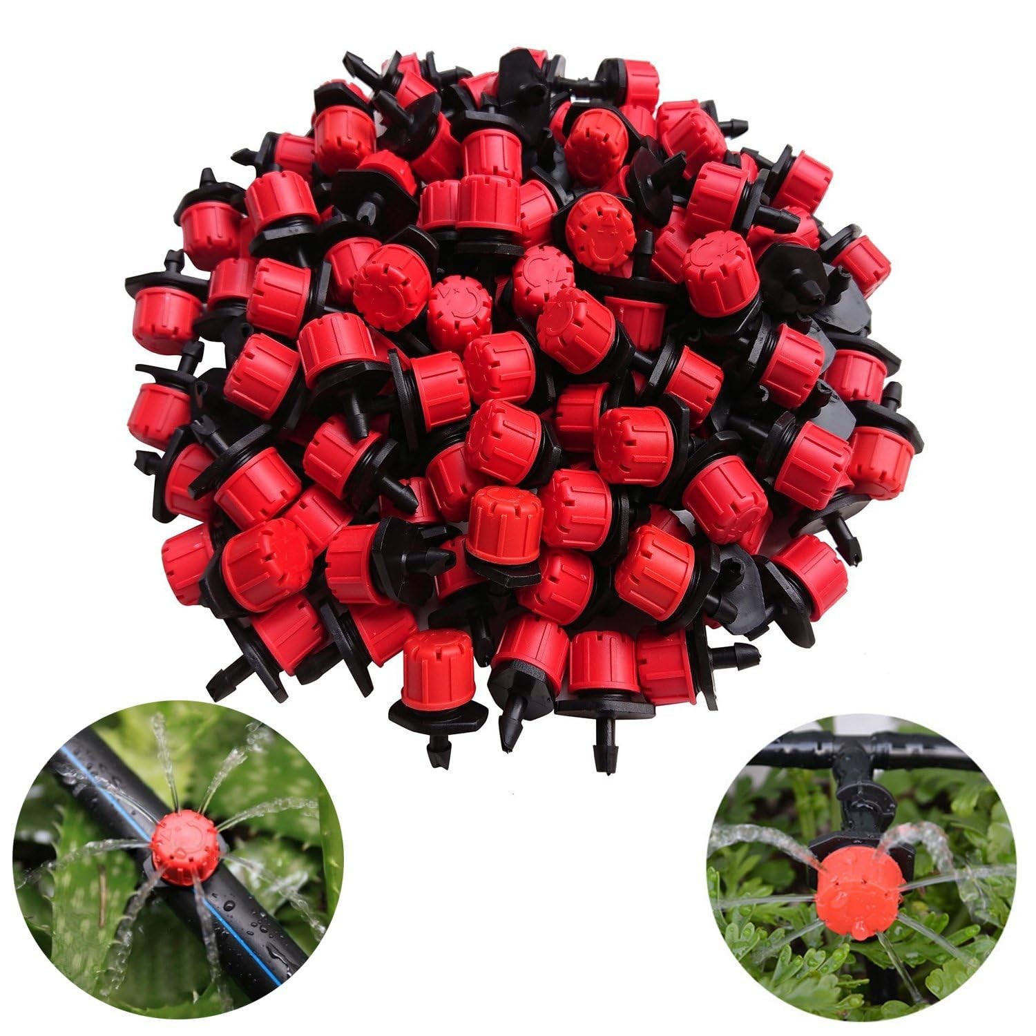 100 Pcs 1/4 Inch Adjustable Micro Drip Irrigation Emitters Garden Set gallery