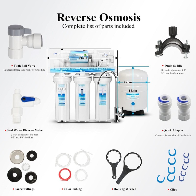 Geekpure 6-Stage Reverse Osmosis RO Drinking Water Filter 10 inch, White gallery