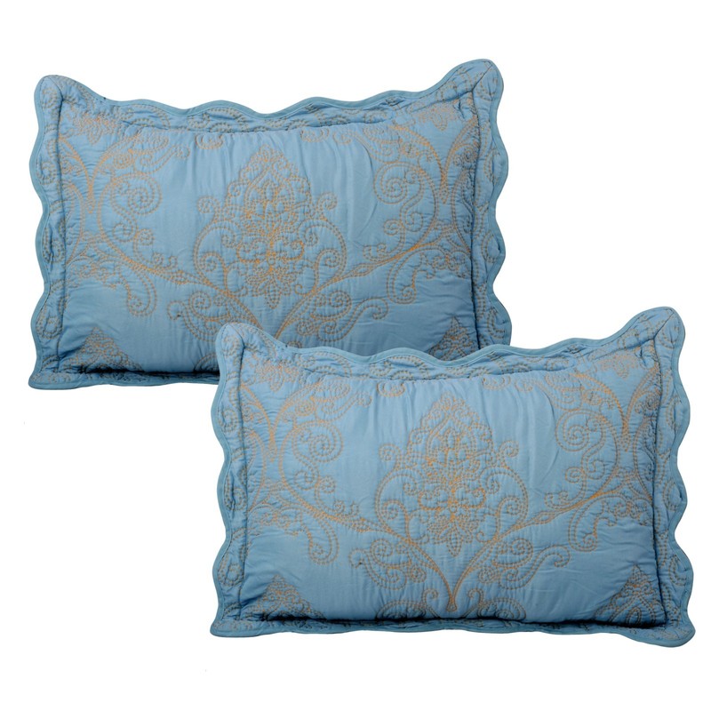 Damask 4 Piece Bedspread Set Scalloped Edge Reversible Coverlet Bedding Set gallery