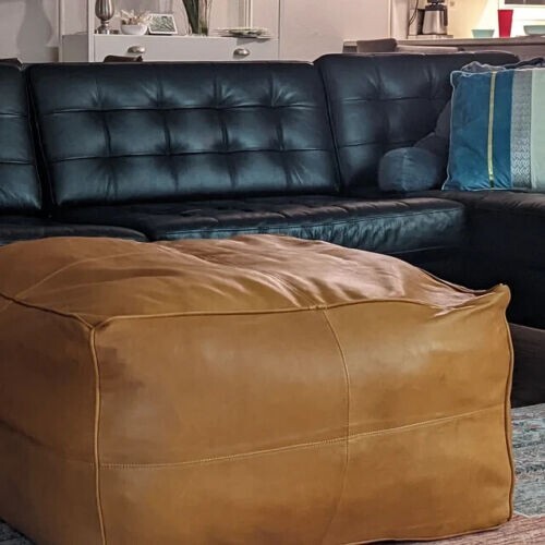 Brown Handmade Round Natural Unstuffed Square Wonderful Trending Pouffe gallery