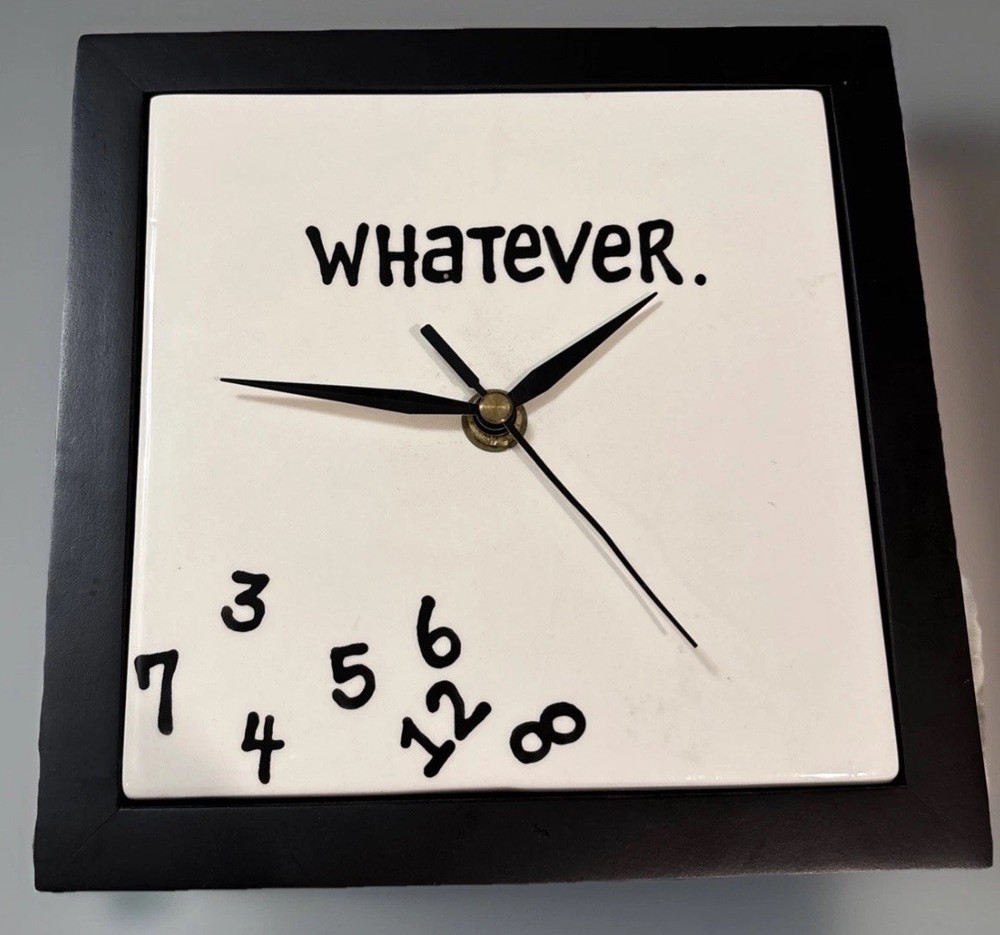 Whatever. Scrambled Numbers Wall Clock 7.5” Square Not Working Hysterical