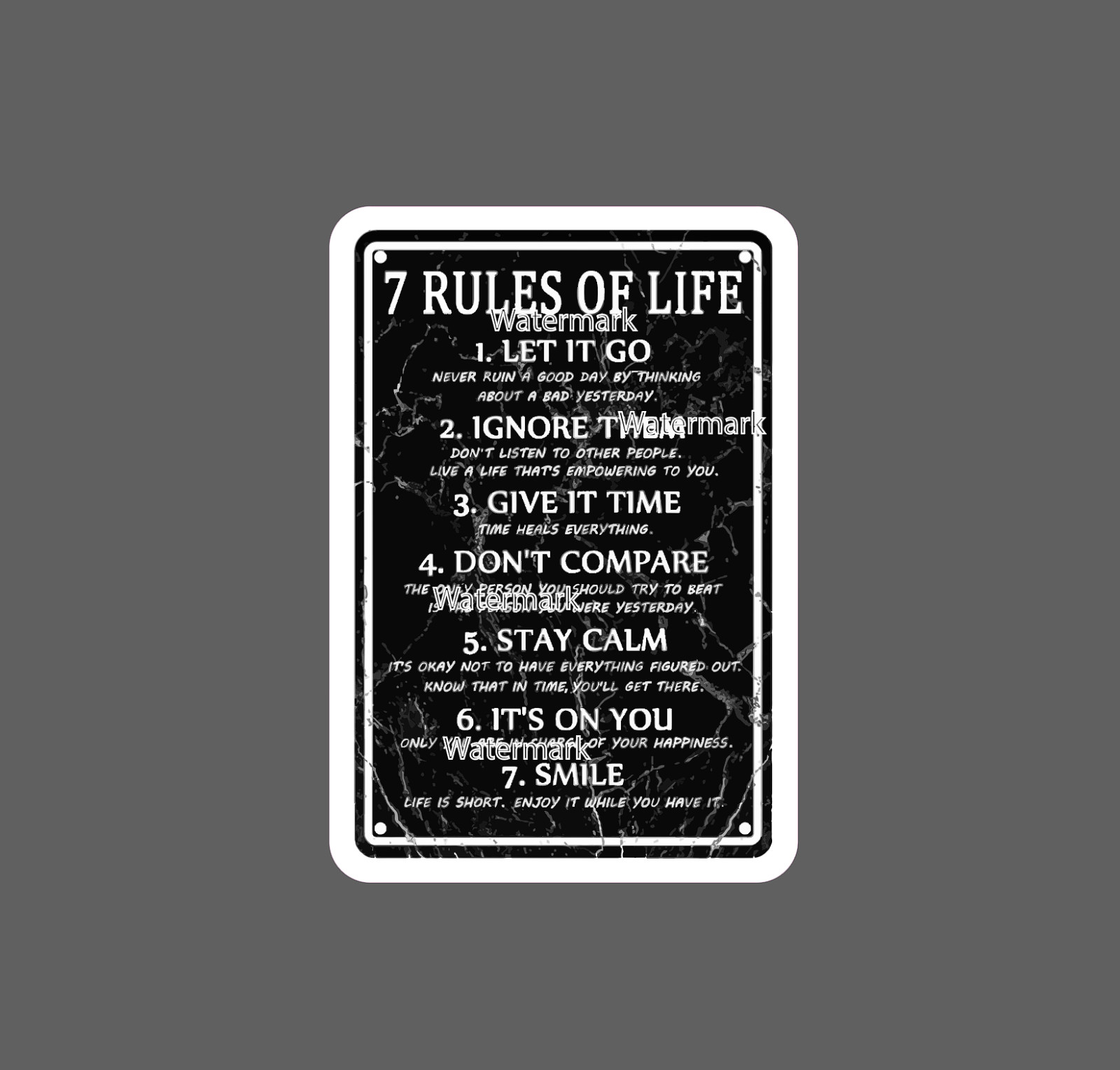 7 Rules To Life Sticker Smile Waterproof - Buy Any 4 For $1.75 EACH Storewide! gallery