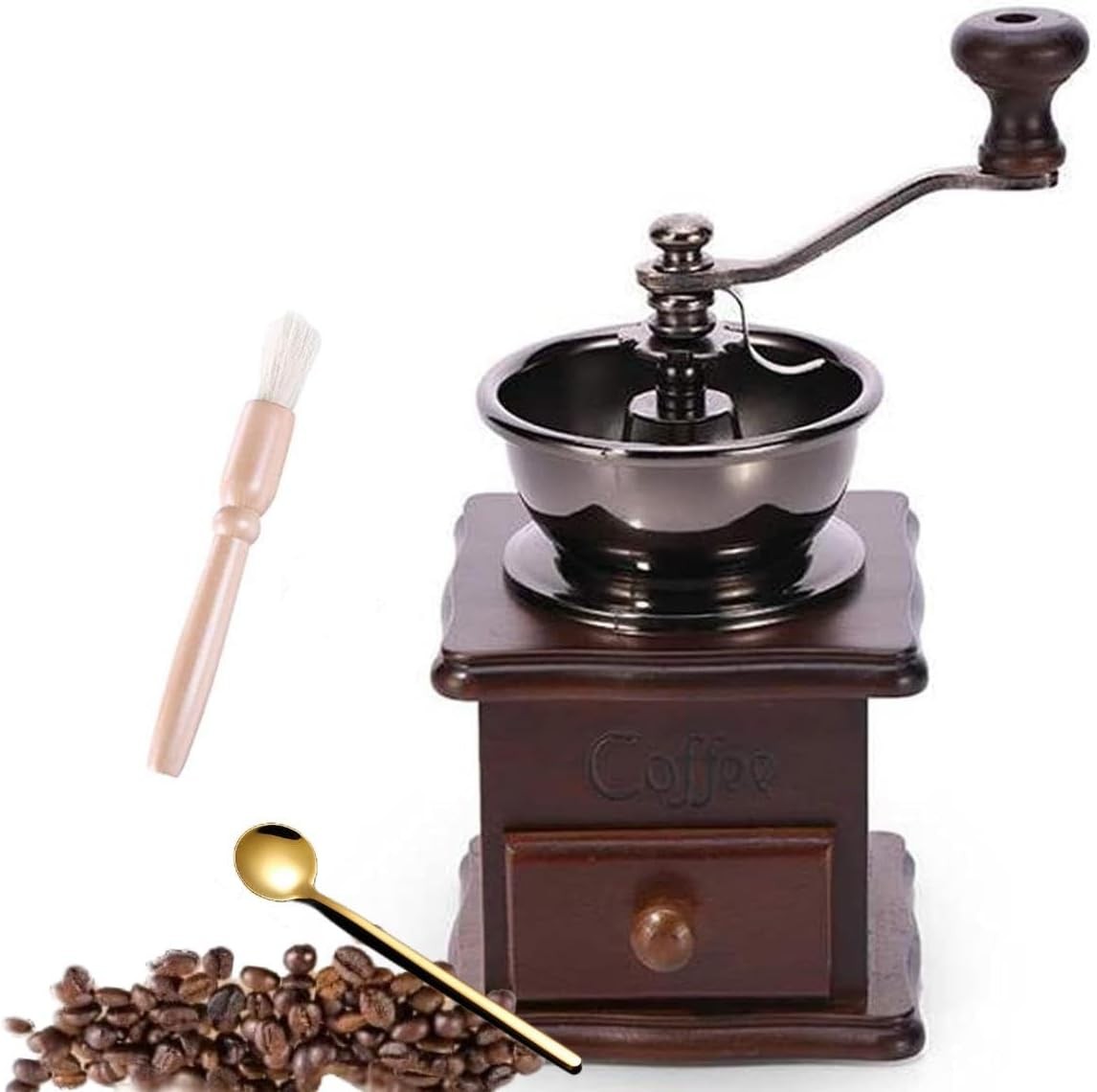 Wooden Manual Coffee Grinder Vintage Style Hand Coffee Mill Burr Coffee Grinder gallery