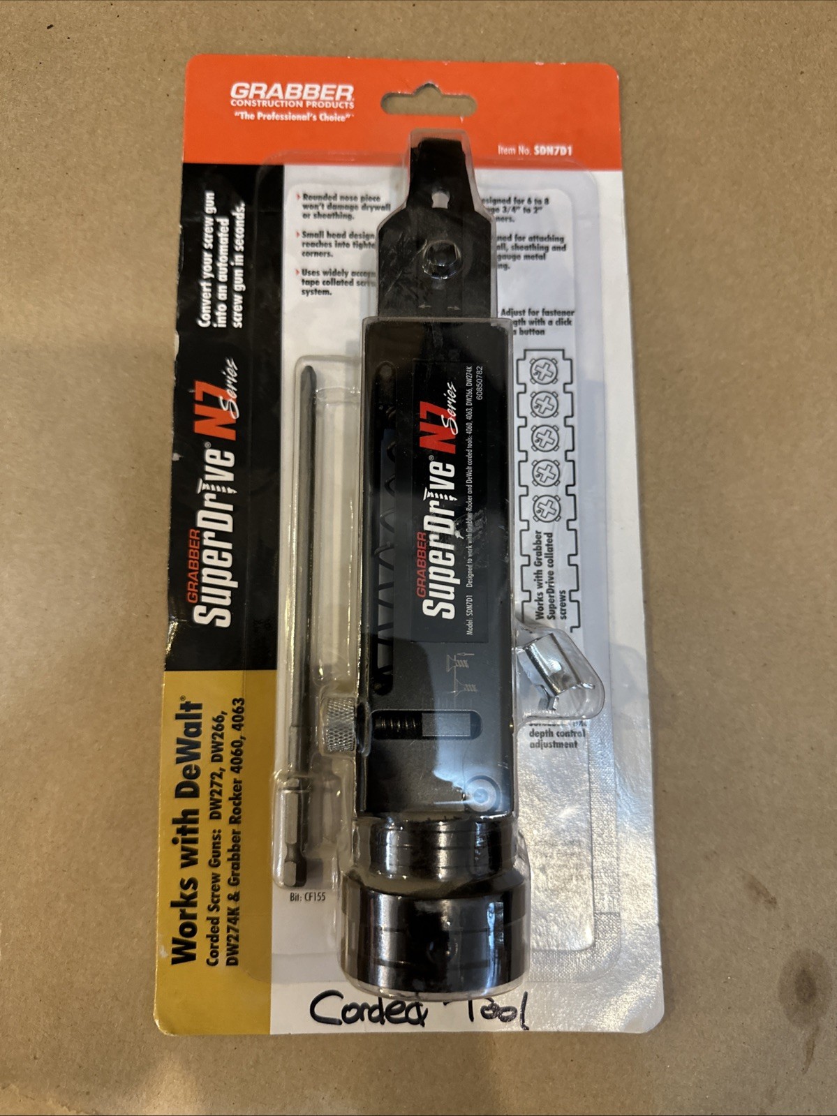 Grabber SuperDrive N7 SDN7D1 Collated Screw Attachment CORDED DeWalt New Sealed gallery