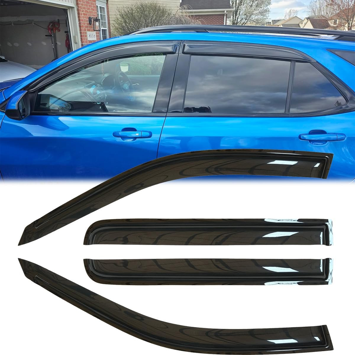 4Pcs Original Shatterproof Rainproof Window Wind Deflectors for Equinox 18-24,Ou gallery