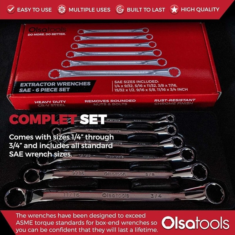 6pc Box End Wrench Set Offset Chrome Vanadium Steel Tool Organizer Tray New gallery