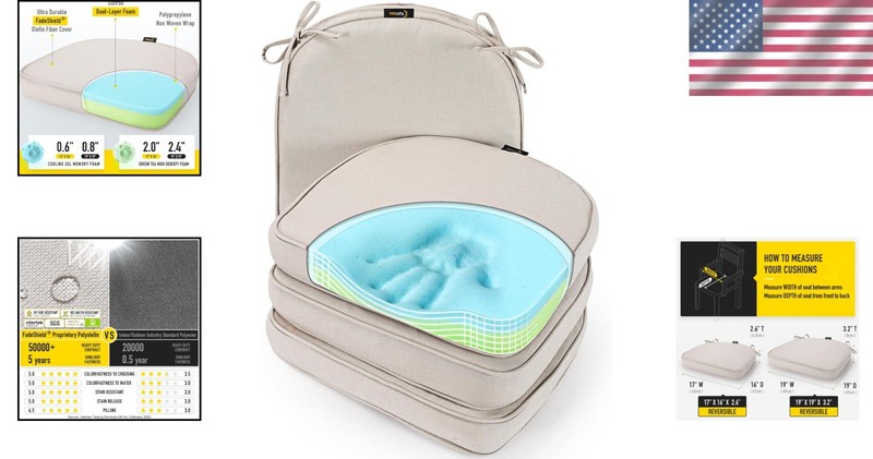 Durable Double-Stitched Gel Memory Foam Cushions - Set of 4 for Everyday Use gallery