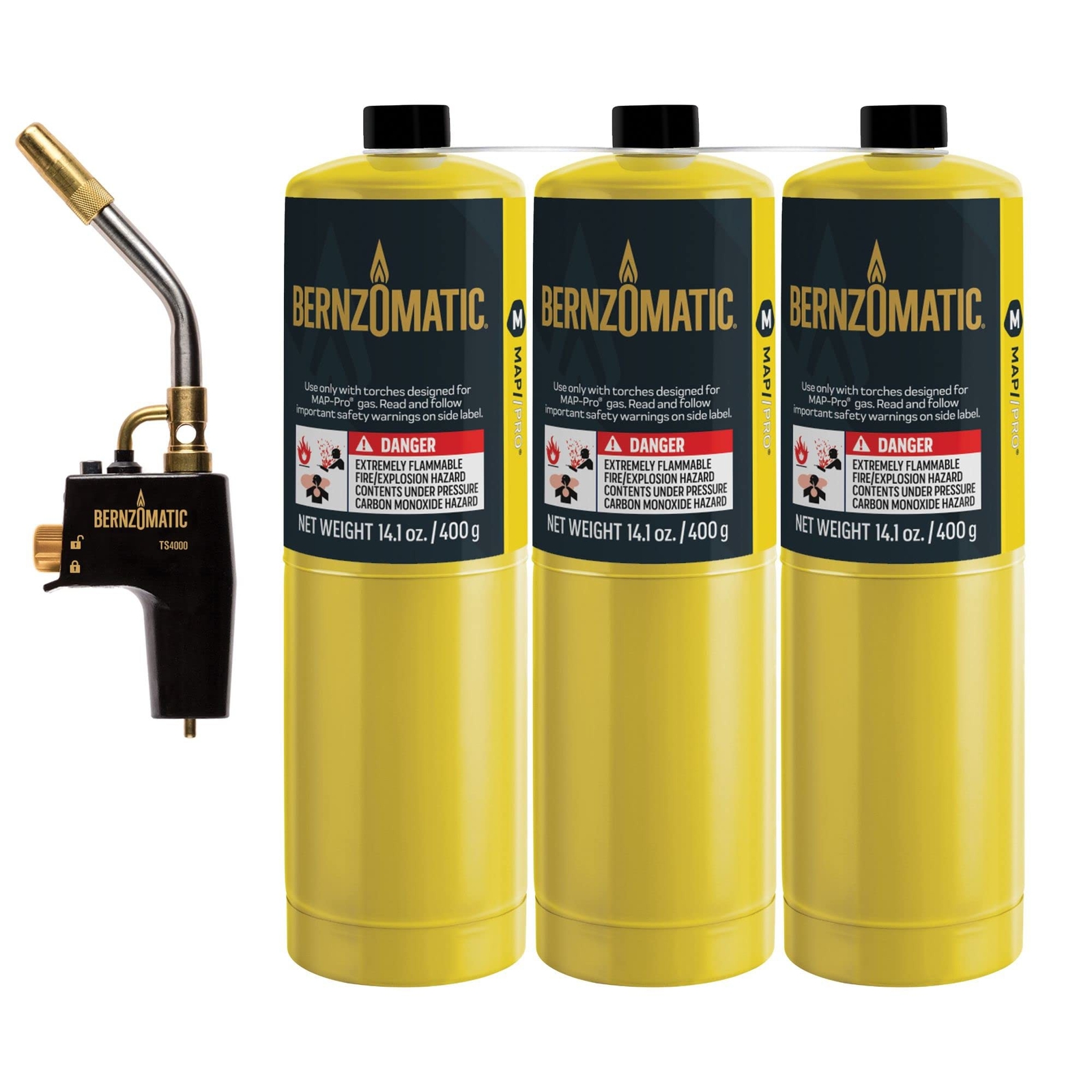 Bernzomatic Map Pro Gas Cylinder 3-Pack with Advanced Performance Torch TS4000T gallery