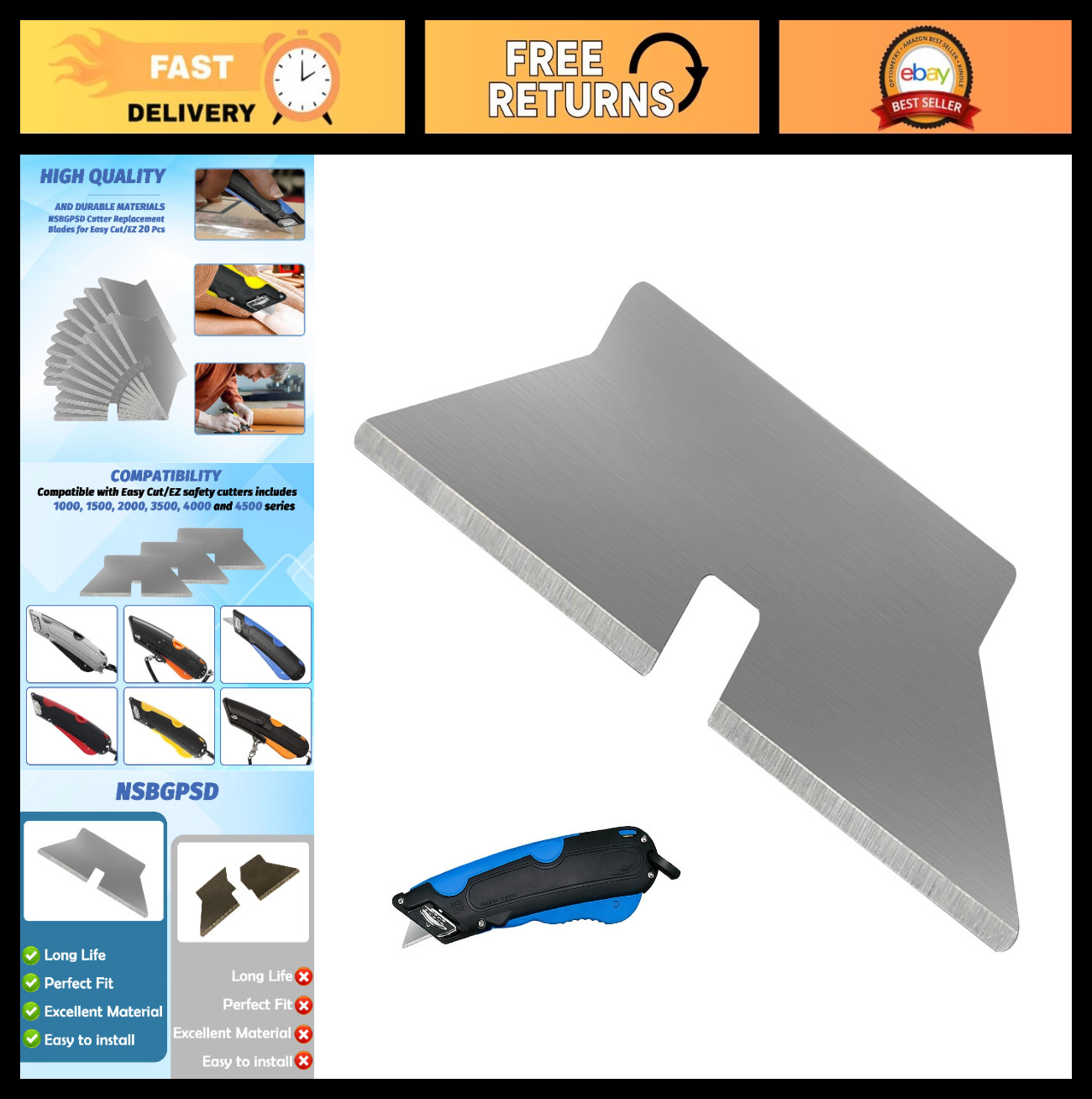 20 Pcs Safety Box Cutter Replacement Blades for Easy Cut EZ 1000 1500 2000 4000 gallery