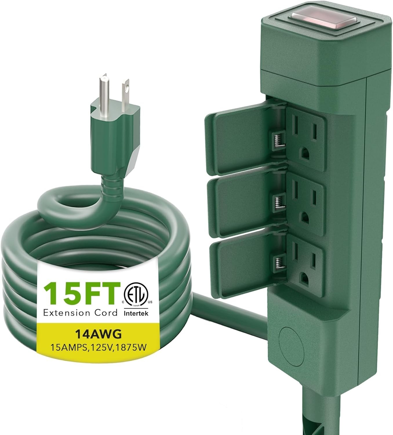 BN-LINK 15ft Outdoor Extension Cord Multiple Outlets, 6-Outlet Power Strip 1850w gallery