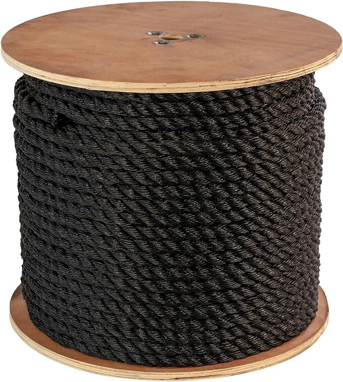 ATERET Twisted 3-Strand Black Polypropylene Rope Monofilament ALL SIZES gallery