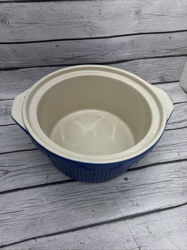 Rival 5 Qt Crock Pot Stoneware Insert Bowl Server D-256-762 Blue With Lid gallery