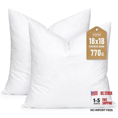 Synthetic Down Pillow Insert, 18x18 Down 18x18 Inch (Pack of 2) White gallery