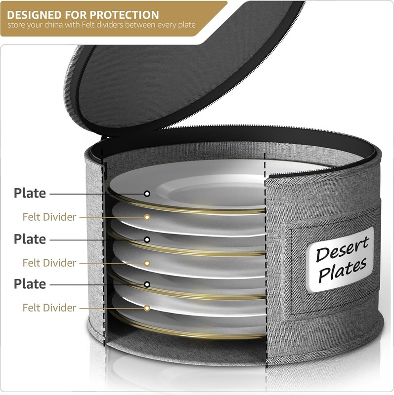 Stackable Hard Shell Storage Set with 8 Dish & Plate Protectors Included gallery