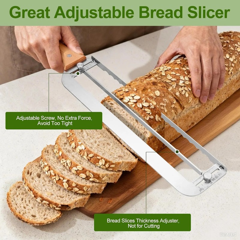 Adjustable Bread Slicer for Homemade Bread - Upgrade Manual Sourdough Bread Knif gallery