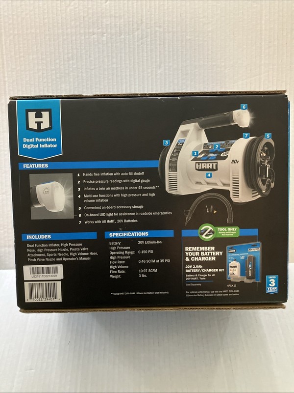 New HART 20-Volt Cordless Dual Function Digital Inflator (Battery Not Included) gallery
