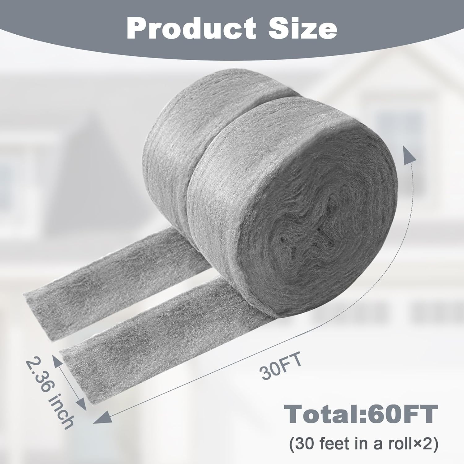 Stainless Steel Wool, 46 FT Steel Wool Fill Fabric Roll, Gap Blocker Coarse Wire gallery