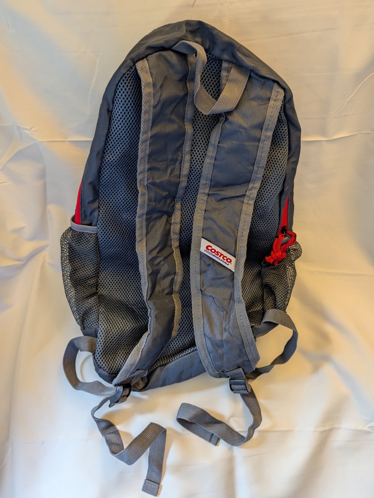 COSTCO Backpack Gray/Red Lightweight packable foldable 2