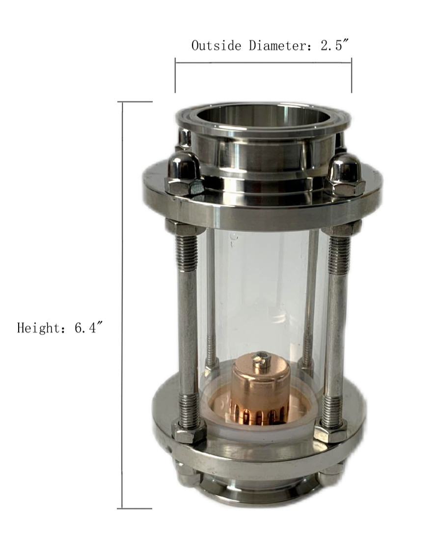 2" Stainless Tri Clamp Glass Reflux Column Section with Copper Bubble Plate gallery