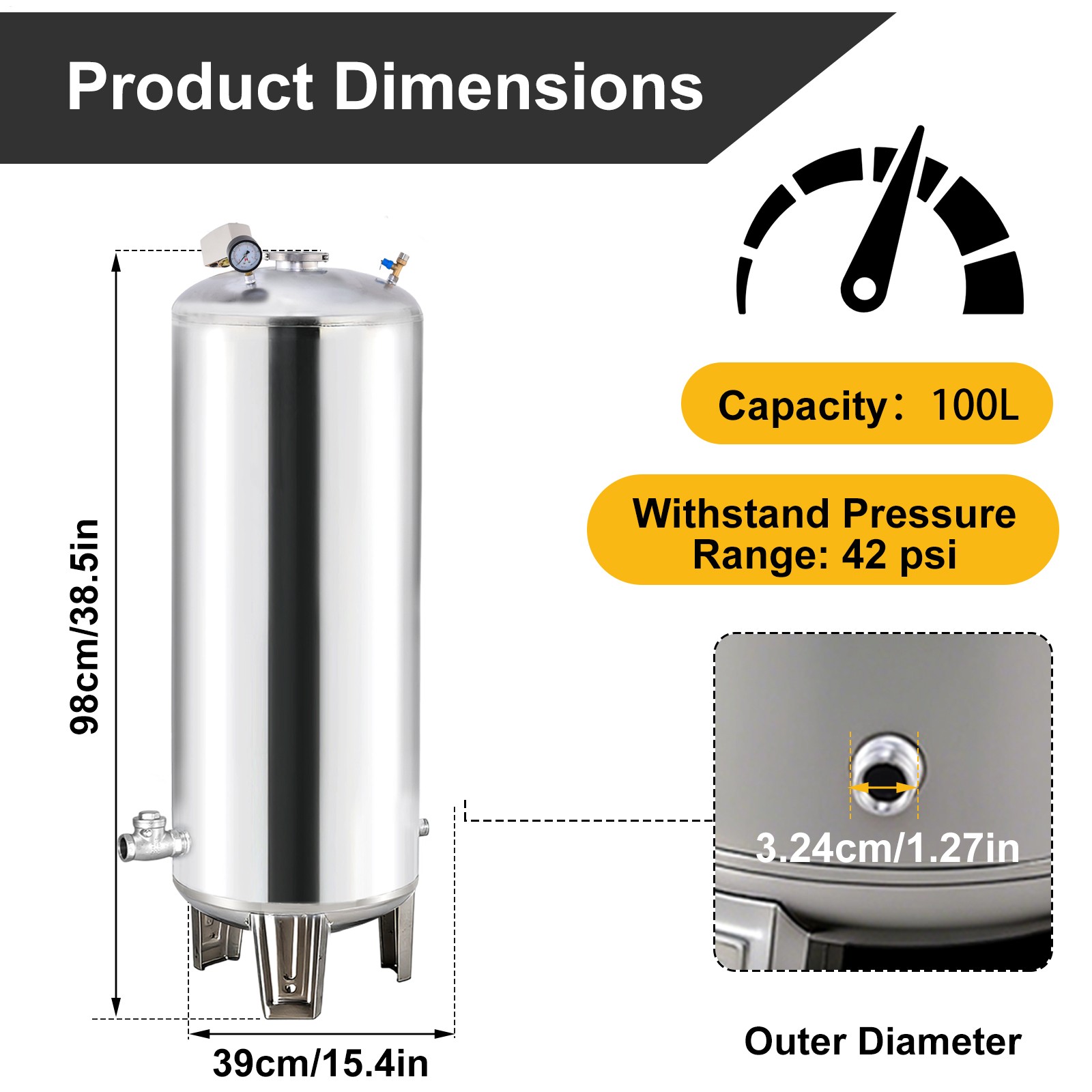 66 Gal Pressurized Well Tank Stainless Steel Water Pressure Tank For Well-- gallery