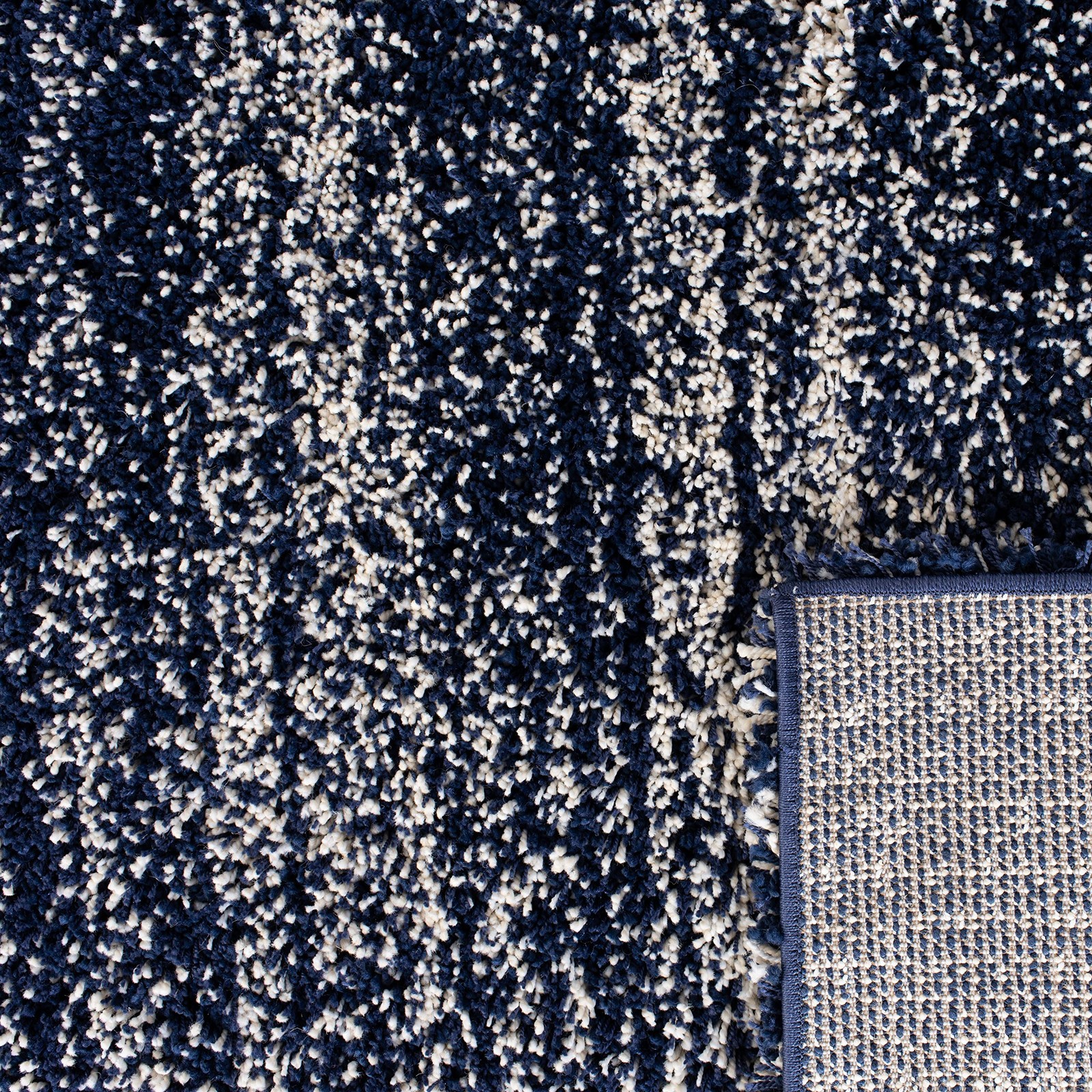 Hudson Shag Collection Accent Rug - 2' x 3', Navy & Ivory, Non-Shedding & Eas... gallery