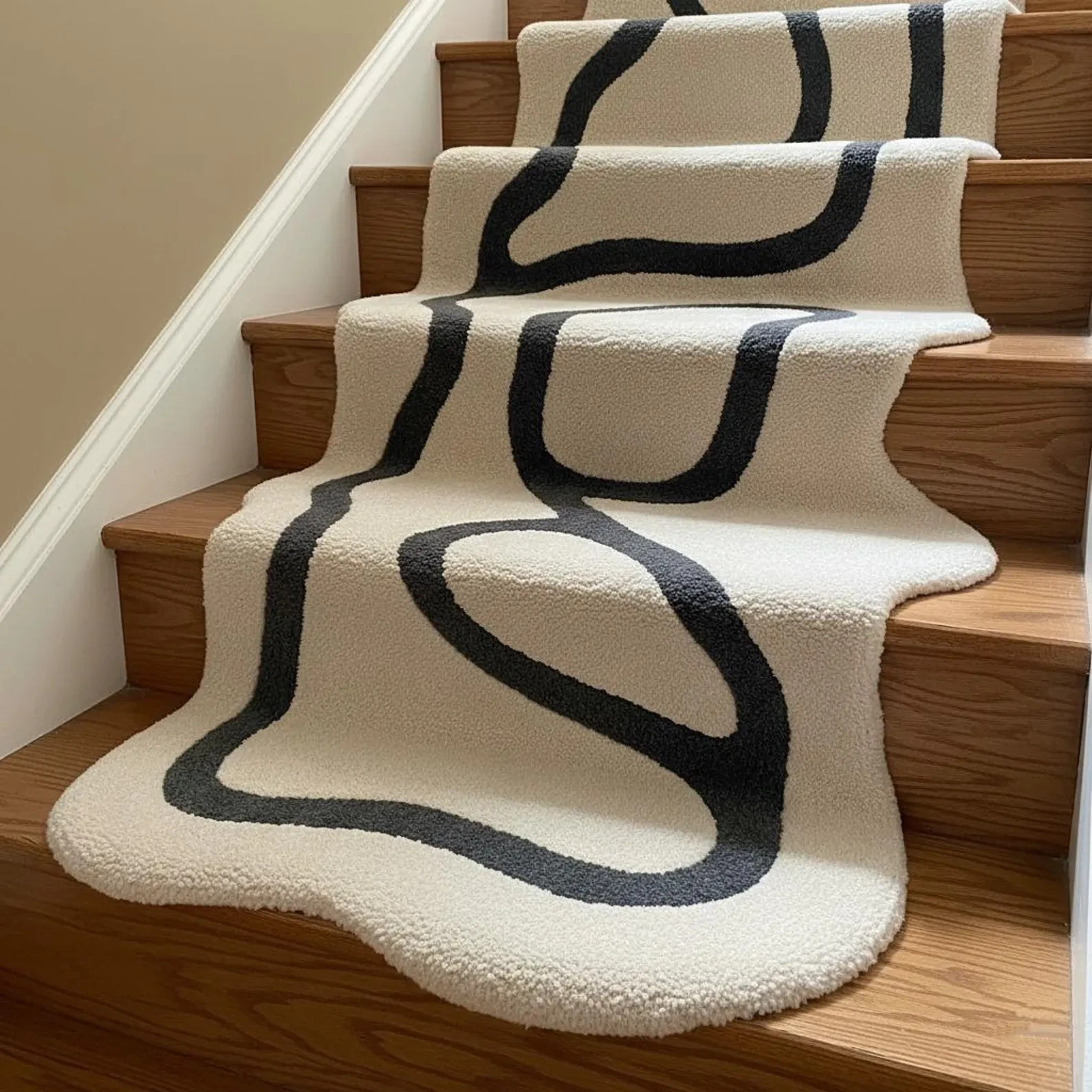 Modern Abstract Wave Runner Rug | Organic Flow Hand-Tufted Runner | Contemporary gallery