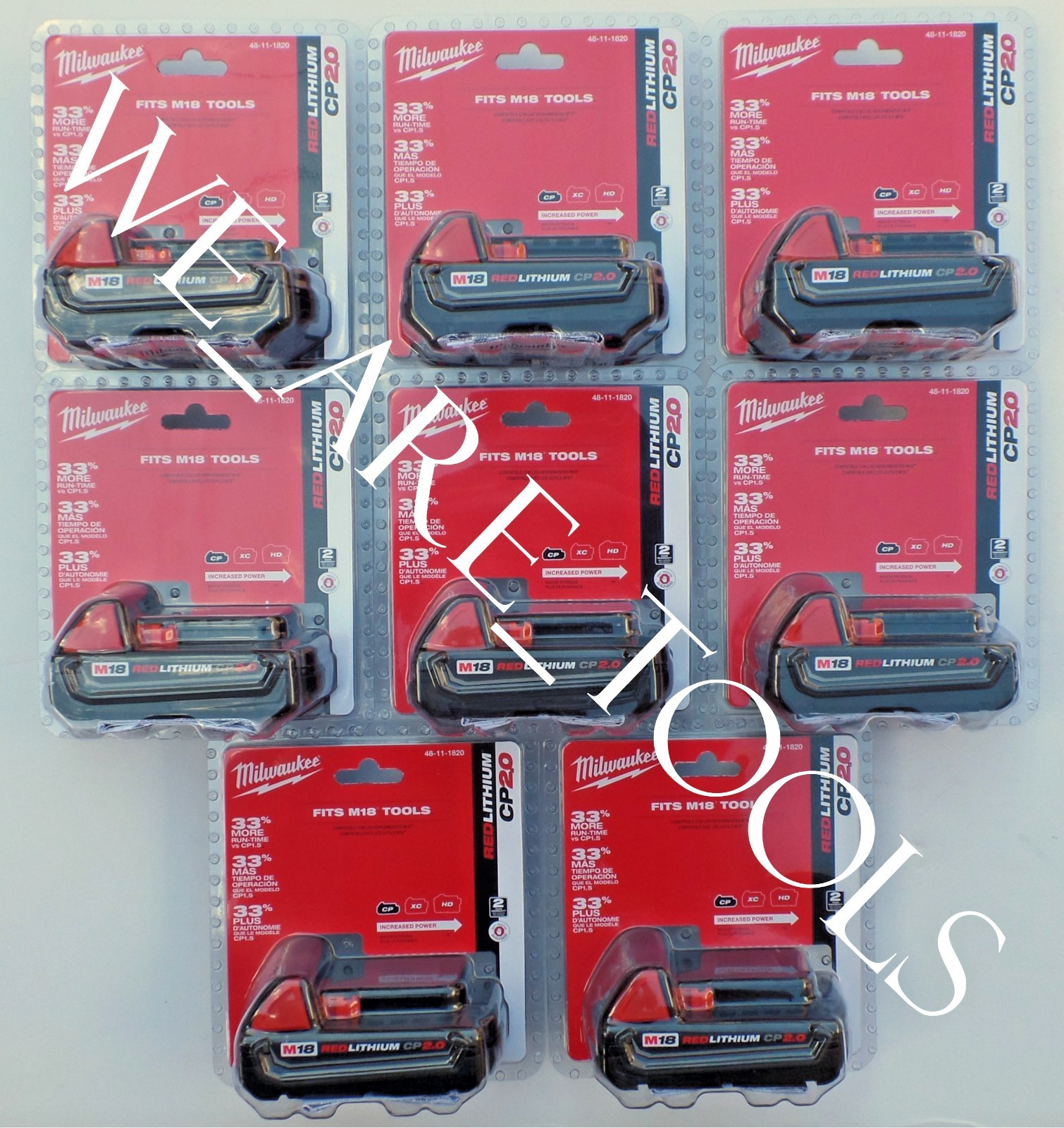 (8) New GENUINE In Package Milwaukee Batteries 48-11-1820 2.0 AH M18 18 Volt 18V gallery