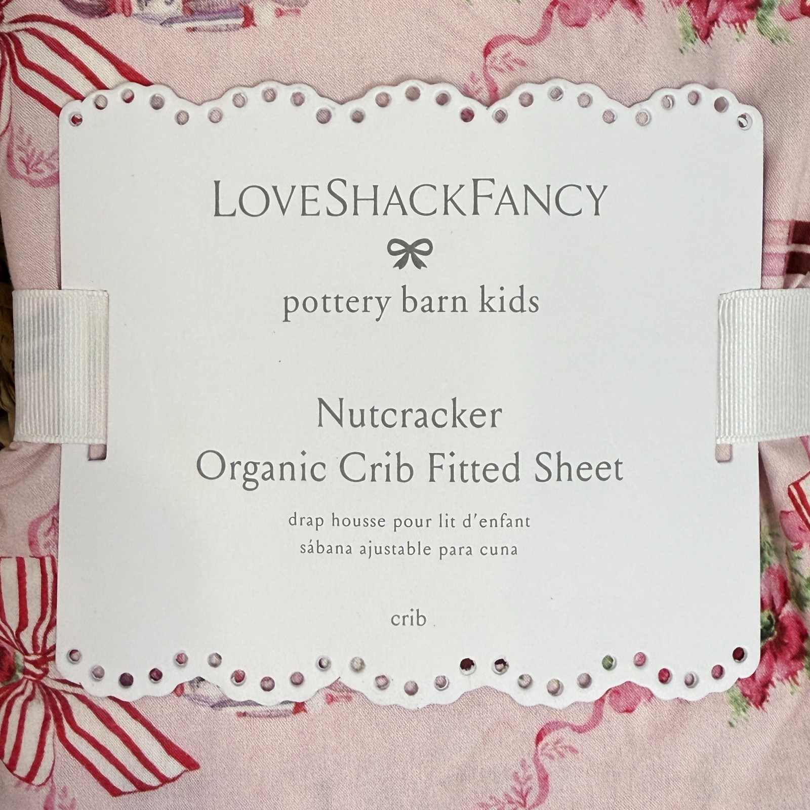 POTTERY BARN KIDS LOVESHACKFANCY NUTCRACKER ORGANIC CRIB FITTED SHEET PINK gallery
