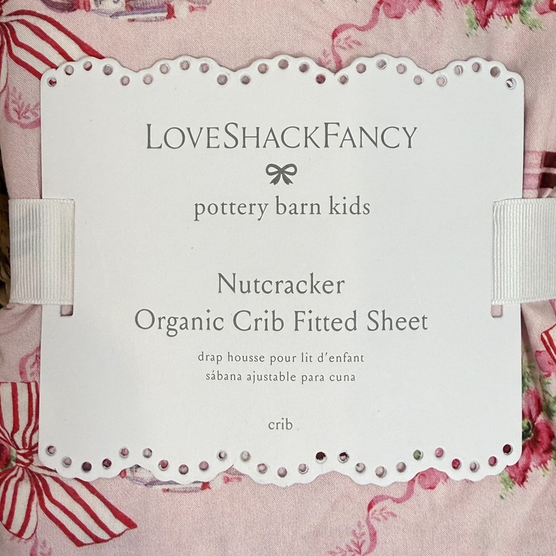 POTTERY BARN KIDS LOVESHACKFANCY NUTCRACKER ORGANIC CRIB FITTED SHEET PINK gallery