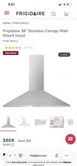 FRIGIDAIRE 36″ Wall Mount Chimney Range Hood w/ 3-Speed 400 CFM Fan – FHWC3655LS