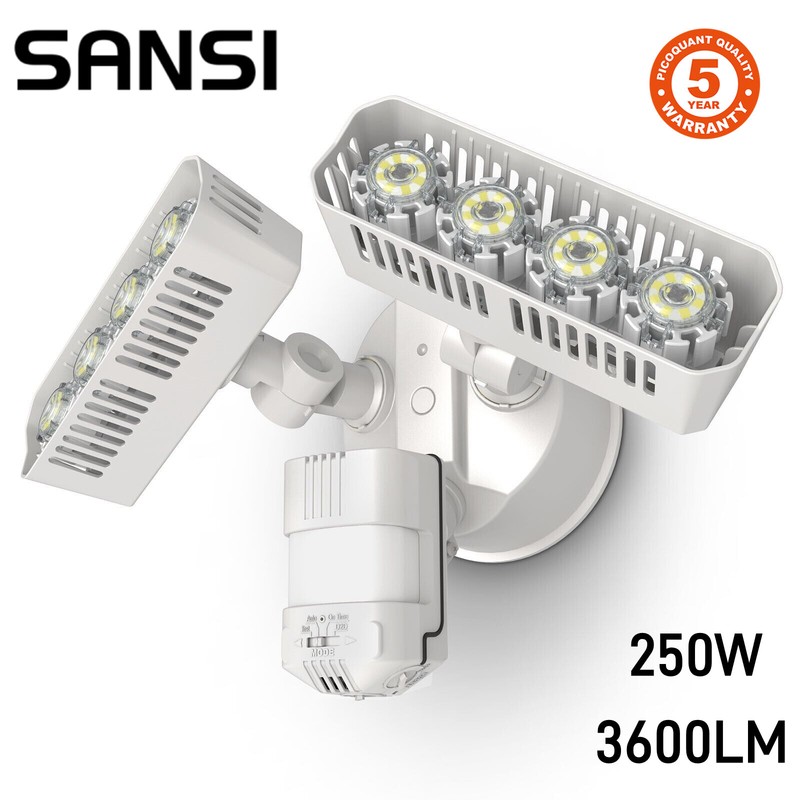 36W=250W LED Motion Sensor Lights Security Floodlights 3600lm IP65 White PIR gallery