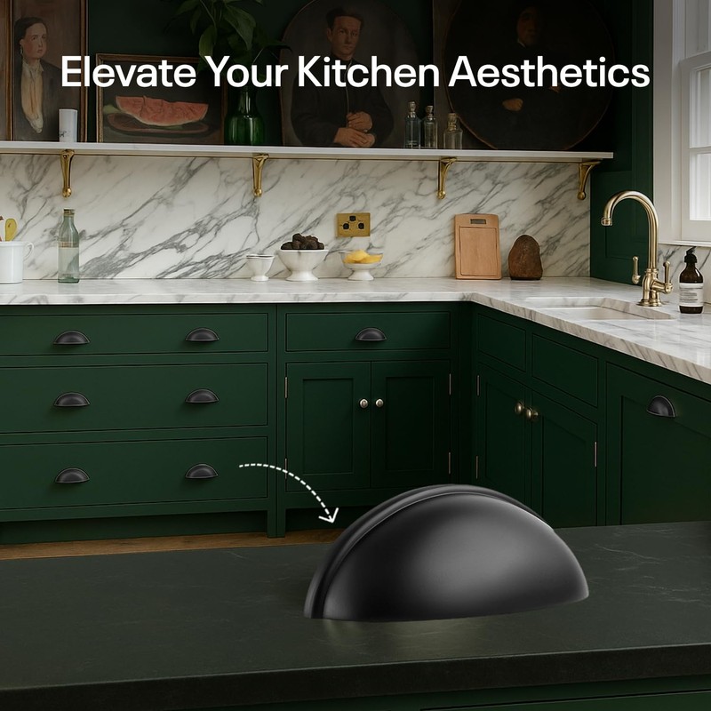 Cup Drawer Pulls – 10 Pack – Matte Black Cabinet Handles 3 Inch – Matte Black Ca gallery