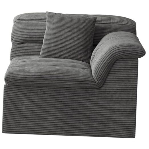 44" Cloud Sectional Couch with Single Arm, Modern Compressed Sofa, Comfy Grey