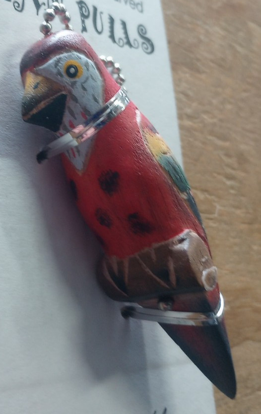 Ceiling Fan Chain Pull Ornament Decorative Hand Carved Parrot Painted gallery
