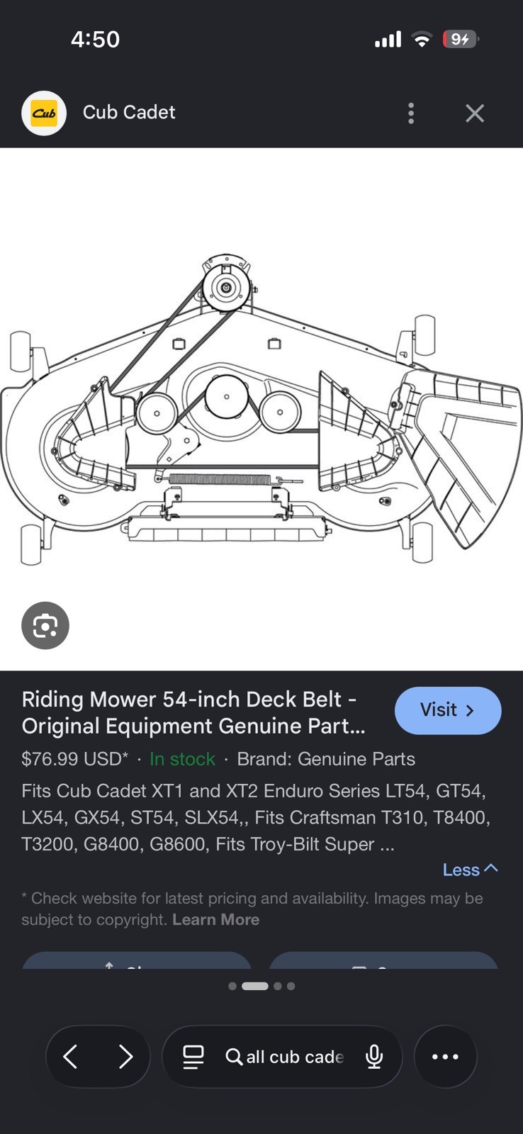 Cub Cadet 54" XT1, XT2 Enduro Complete Mower Deck Assembly gallery