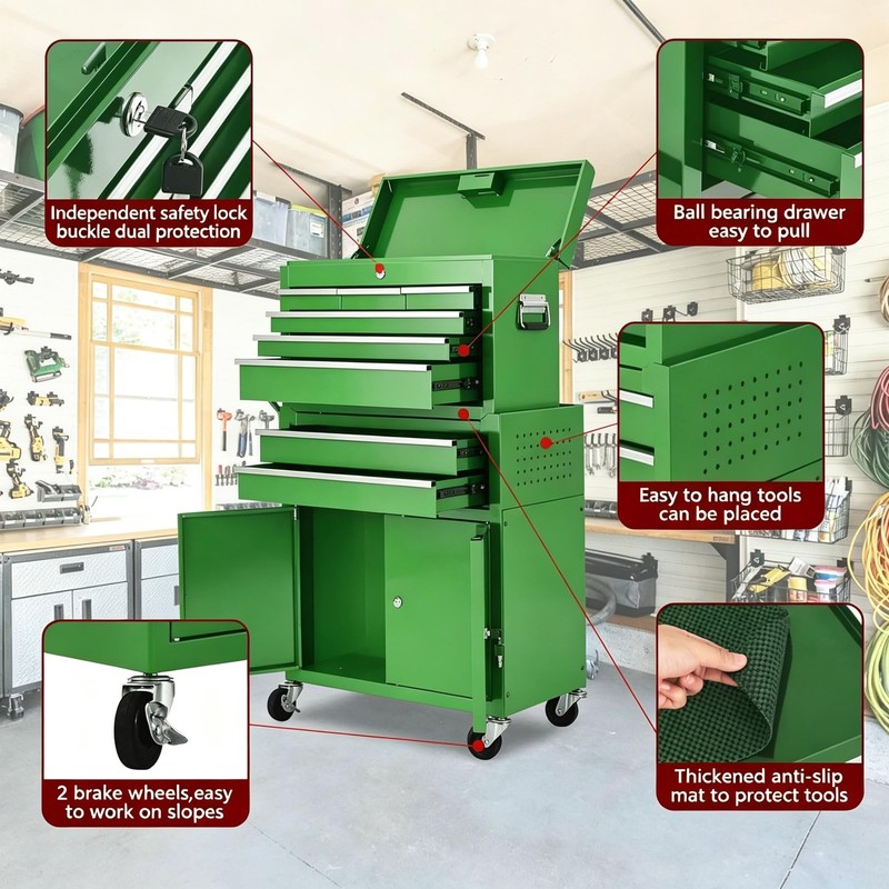 8-Drawer Rolling Tool Chest with Wheels, Heavy Duty Detachable Tool Box Cabinet gallery