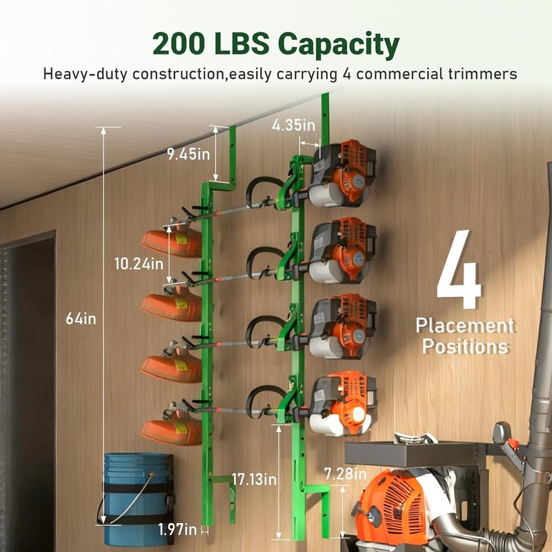 4 Place Weed Eater Rack Lockable Trimmer Rack for Open & Enclosed Trailer Green gallery