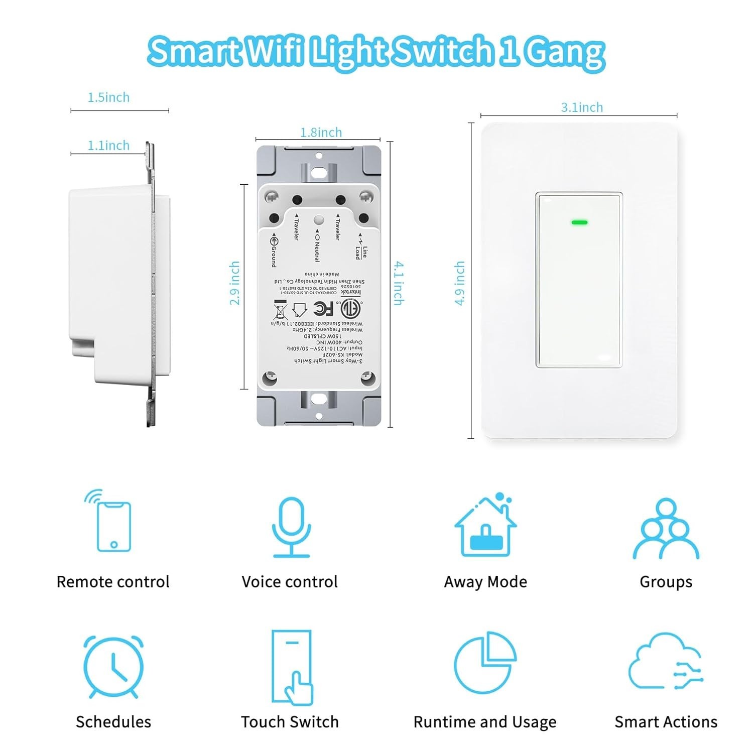USED Smart Wi-Fi Light Switch Work Alexa Google Home Smart Life App gallery
