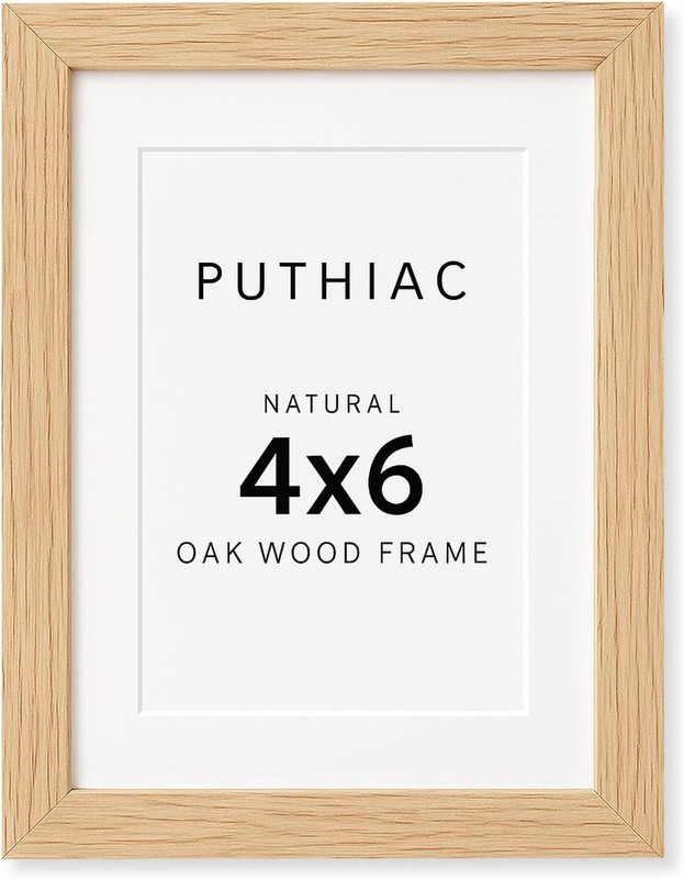 Versatile Solid Oak Picture Frame Holds 3x5 & 4x6, Easy to Hang or Stand - Beige gallery
