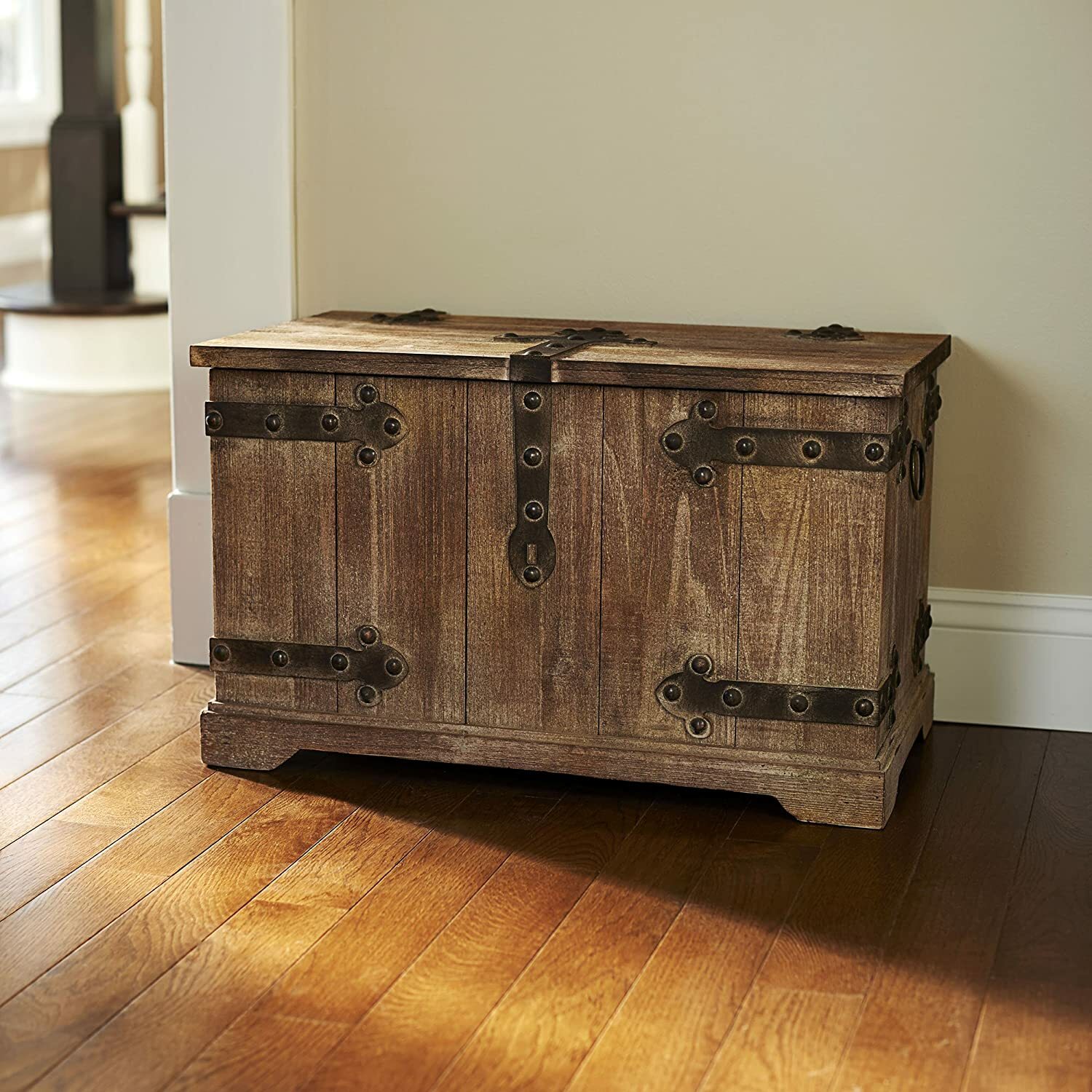 Rustic Brown Large Wooden Decorative Storage Chest Bench Trunk Organizer Bedroom gallery
